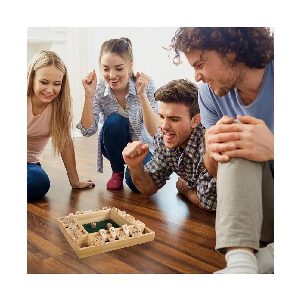商品Trademark Global|Hey Play Shut The Box Game - Classic 10 Number Wooden Set With Dice Included-Old Fashioned, 4 Player Thinking Strategy Game For Adults And Children,价格¥256,第5张图片详细描述