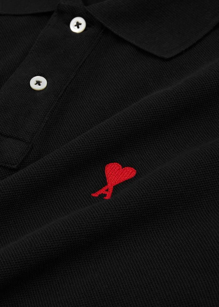 商品AMI|Black logo-embroidered piqué cotton polo shirt,价格¥721,第5张图片详细描述