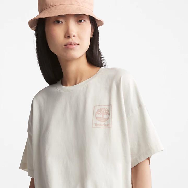 Cropped T-Shirt with Drawstring Hem for Women in White商品第5张图片规格展示