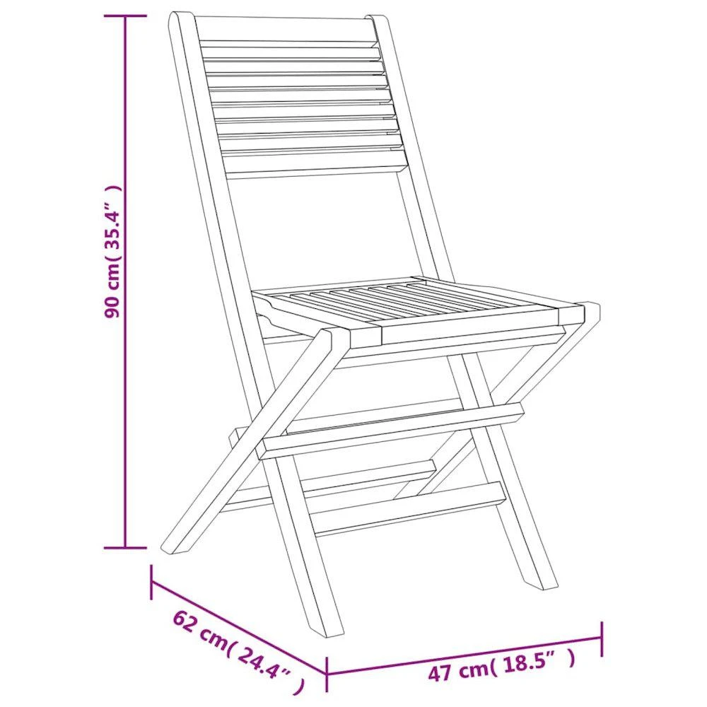 商品vidaXL|Folding Patio Chairs 4 pcs 18.5"x24.4"x35.4" Solid Wood Teak,价格¥2895,第5张图片详细描述