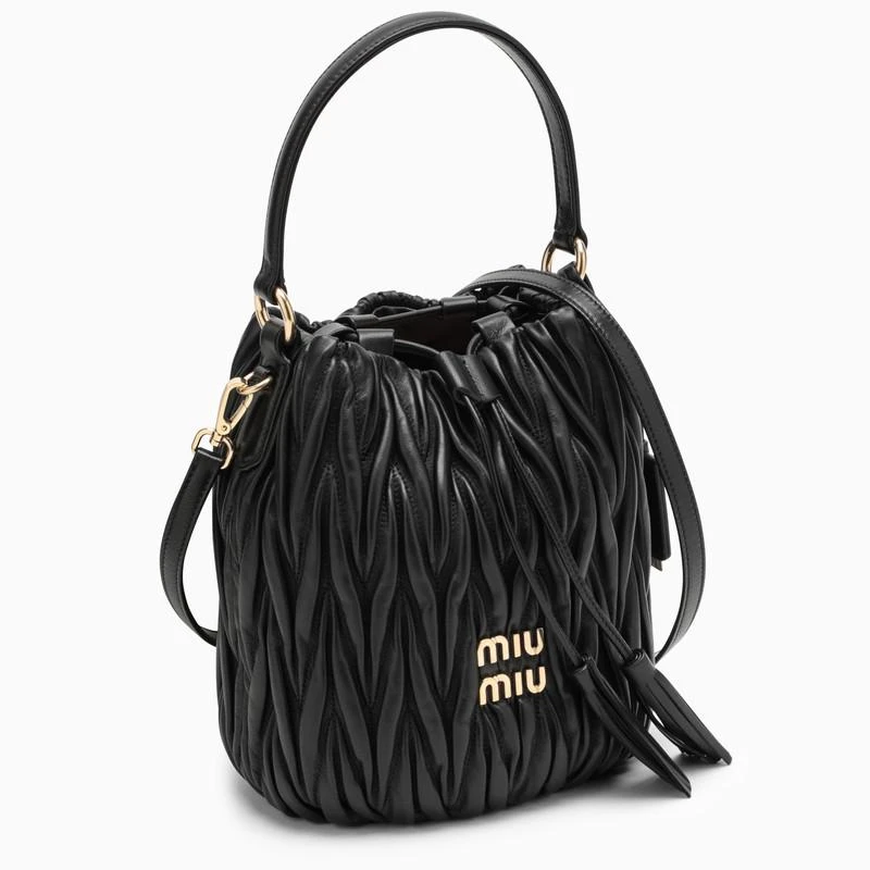 商品Miu Miu|Black matelassé leather bucket bag,价格¥13930,第3张图片详细描述