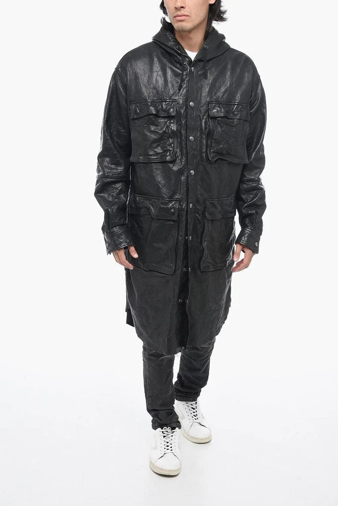 商品Diesel|Diesel Leather L-BAT Jacket with Wrinked Effect,价格¥6202,第4张图片详细描述