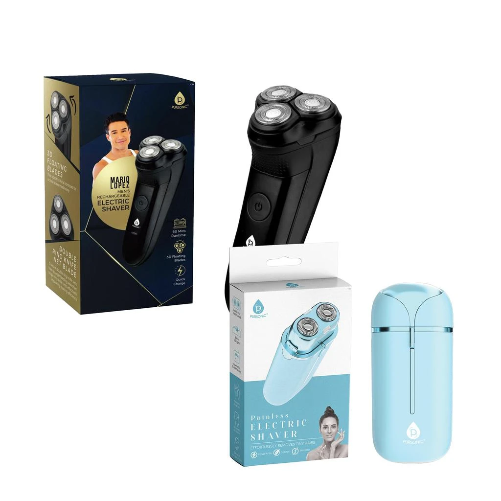 商品PURSONIC|Ultimate Shaving Power Bundle: Mario Lopez Men's Rechargeable Electric Shaver & Painless Electric Shaver,价格¥477,第1张图片