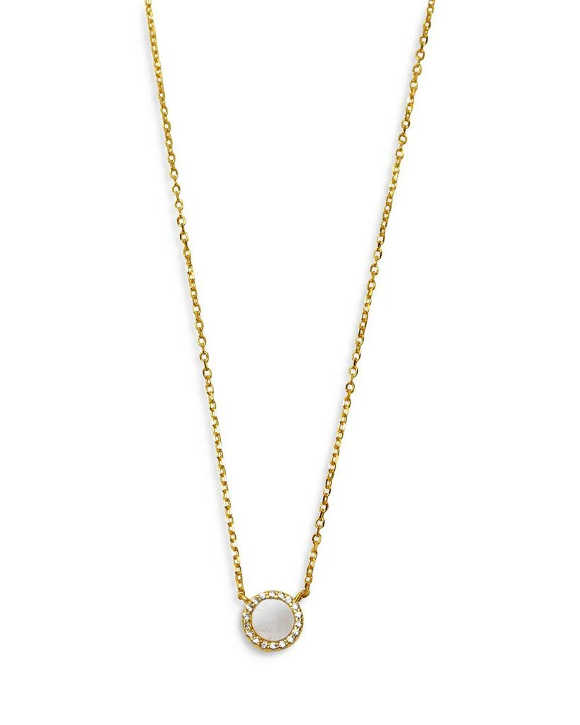 商品Argento Vivo|Cubic Zirconia & Mother Of Pearl Halo Pendant Necklace in 18K Gold Plated Sterling Silver, 16"-18",价格¥439,第1张图片