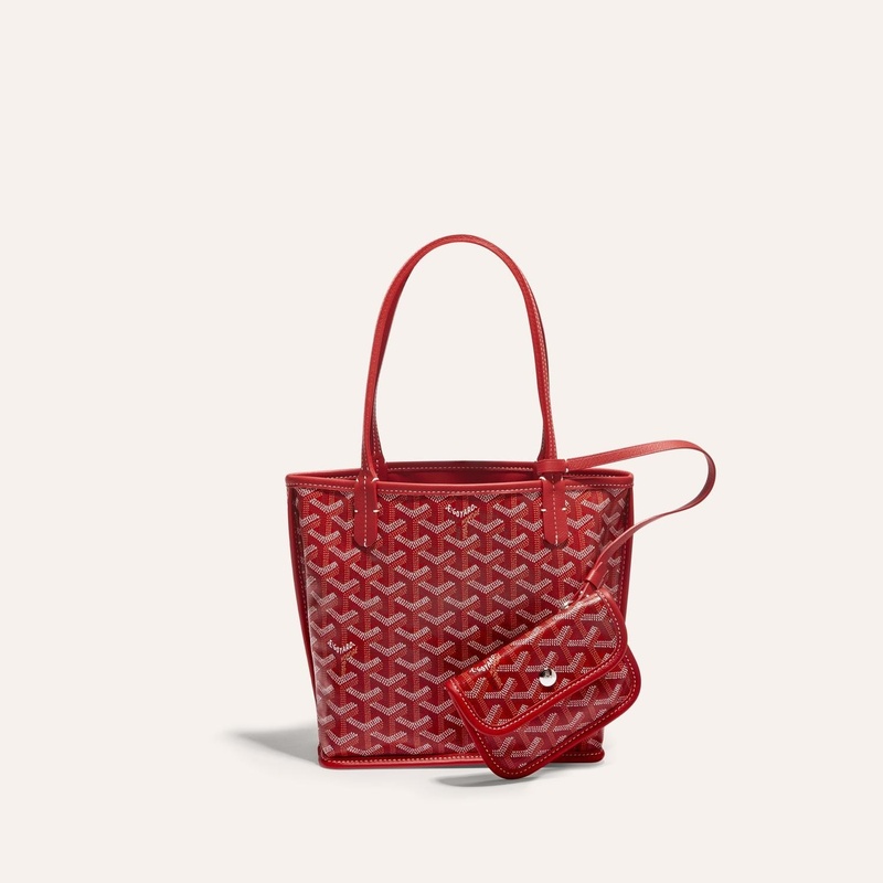 颜色: 红色, Goyard | 高雅德 Anjou Mini男女黑色帆布/小牛皮手提包 ANJOUSMINCG01TY01P（十一色可选）