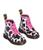 Dr. Martens | 1460 Lace Up Fashion Boot (Toddler), 颜色White Cow Print Patent Lamper