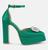 颜色: Green, London Rag | Maeissa Pearls Brooch Detail Platform Block Heel Sandals