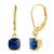 颜色: created blue sapphire, MaxColor | Solid 10K Yellow Gold Cushion Cut Dangle Gemstone Leverback Earrings