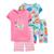 商品Carter's | Little Girls 4-Piece Snug Fit T-shirt and Shorts Pajama Set颜色Hot Pink
