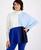 颜色: Lazulite, JM Collection | Petite Turtleneck Colorblocked Button-Trim Poncho Sweater, Created for Macy's