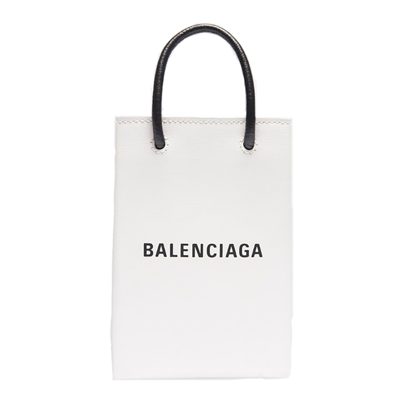 商品第1个颜色白色, Balenciaga | Balenciaga/巴黎世家 秋冬新款 白色纹理小牛皮购物袋手机包斜挎手提包 