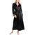Linea Donatella | Women's Enchante Satin Lace-Trim Robe, 颜色Black