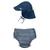 颜色: Navy Stripe, green sprouts | Toddler Boys or Toddler Girls Snap Swim Diaper and Flap Hat, 2 Piece Set