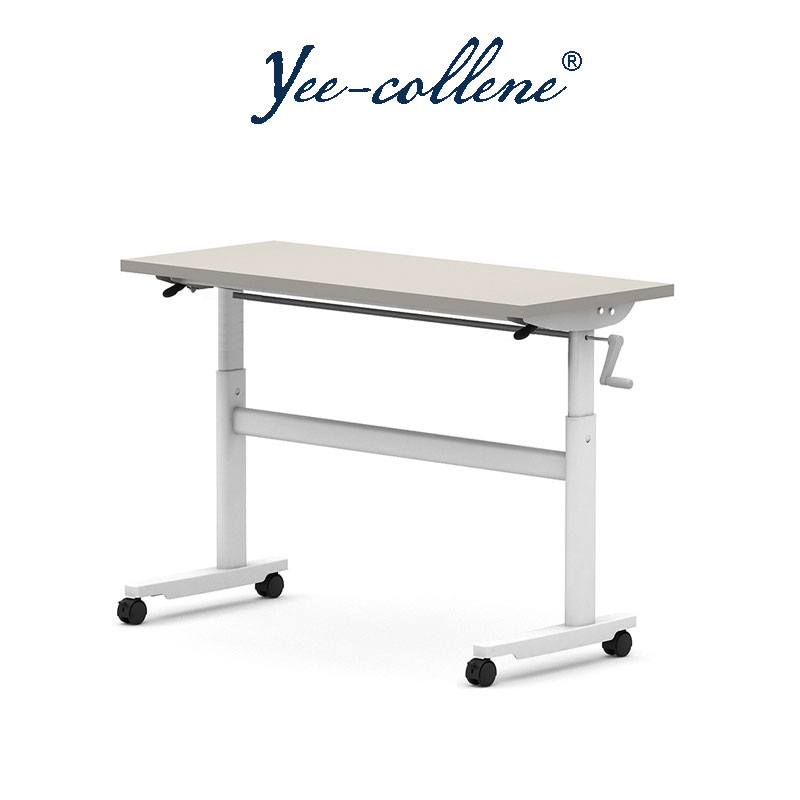 YeeCollene | 易可邻电脑桌 书房写字桌家用手摇升降桌折叠靠墙收纳电脑桌, 颜色白色