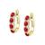 商品第1个颜色red, Genevive | Sterling Silver  Gold Plated With Emerald & Diamond Cubic Zirconia Oblong Hoop Leverback Earrings.