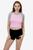 商品Los Angeles Apparel | 43077 - Baby Rib Short Sleeve Cropped Raglan颜色Baby Pink/Heather Grey