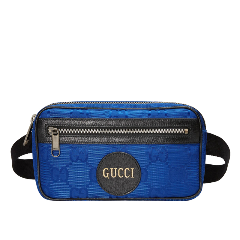 color 蓝色, Gucci | GUCCI/古驰 经典款Off The Grid系列 男士黑色/蓝色再生尼龙拼皮暗纹老花腰包