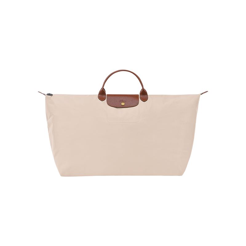 Longchamp | 珑骧 女士帆布金色五金按扣拉链开合肩背中号托特包（7色可选）, 颜色米色