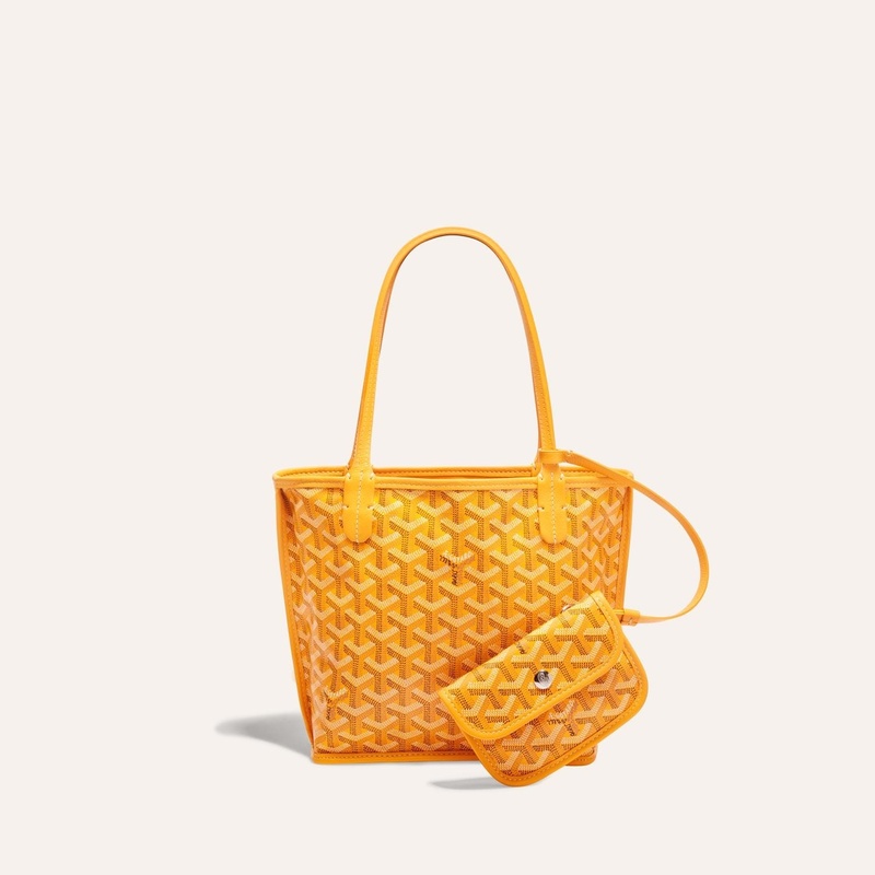 颜色: 黄色, Goyard | 高雅德 Anjou Mini男女黑色帆布/小牛皮手提包 ANJOUSMINCG01TY01P（十一色可选）