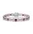 颜色: ruby red, Genevive | Sterling Silver White Gold Plated with Colored Cubic Zirconia Tennis Bracelet