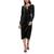 商品Kensie | Women's Velvet Faux-Wrap Long-Sleeve Dress颜色Black