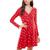Planet Gold | Planet Gold Womens Juniors Metallic Mini Fit & Flare Dress, 颜色Chinese Red