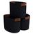商品第1个颜色Black, Ornavo Home | 3 Pack Woven Cotton Rope Shelf Storage Basket with Leather Handles