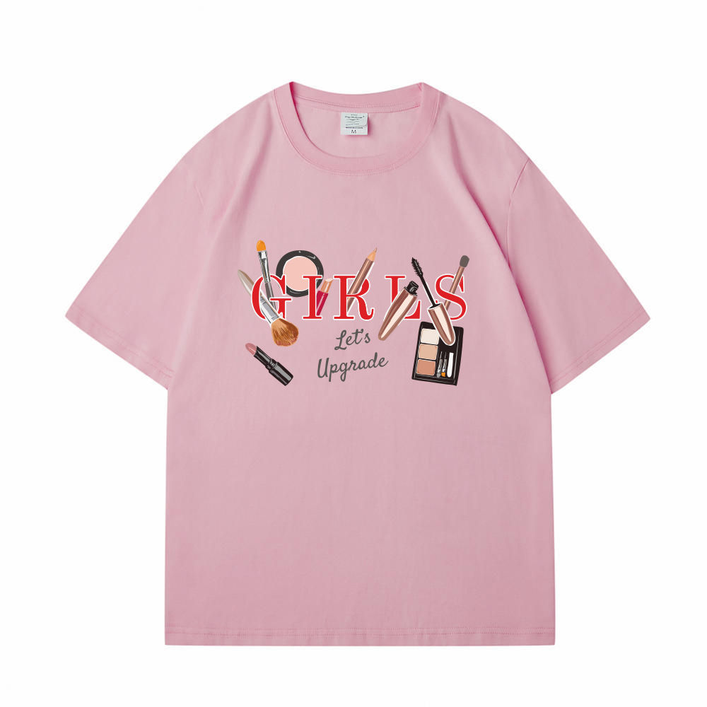颜色: 粉色, EUHERTZ | C-29 美式潮牌短袖T恤女夏季个性小众宽松美式oversize高级感半袖上衣