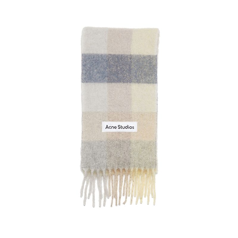 Acne Studios | 23新款 女士马海毛混纺格纹围巾（四色可选）, 颜色香草色