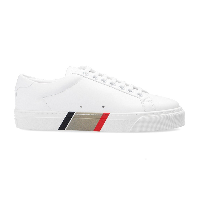 商品第1个颜色白色, Burberry | 奥莱 博柏利 男士皮革条纹装饰运动鞋(3色可选）