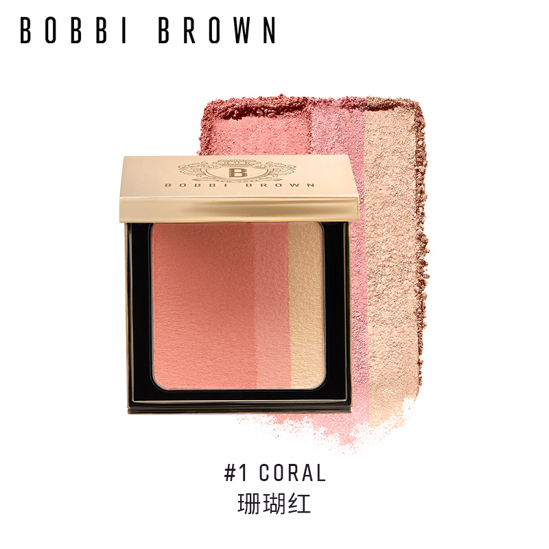 颜色: 01#珊瑚红, Bobbi Brown | BOBBI BROWN 芭比波朗 盈亮三色腮红盘 6.6g 质地细腻 一抹融肤 宛若天生