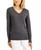 颜色: Charcoal Heather, JM Collection | Petite Rivet-Detail V-Neck Sweater, Created for Macy's