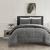 颜色: Grey, Chic Home Design | Pacifica 7 Piece Comforter Set Textured Geometric Pattern Faux Rabbit Fur Micro-Mink Backing Bed In A Bag Bedding QUEEN