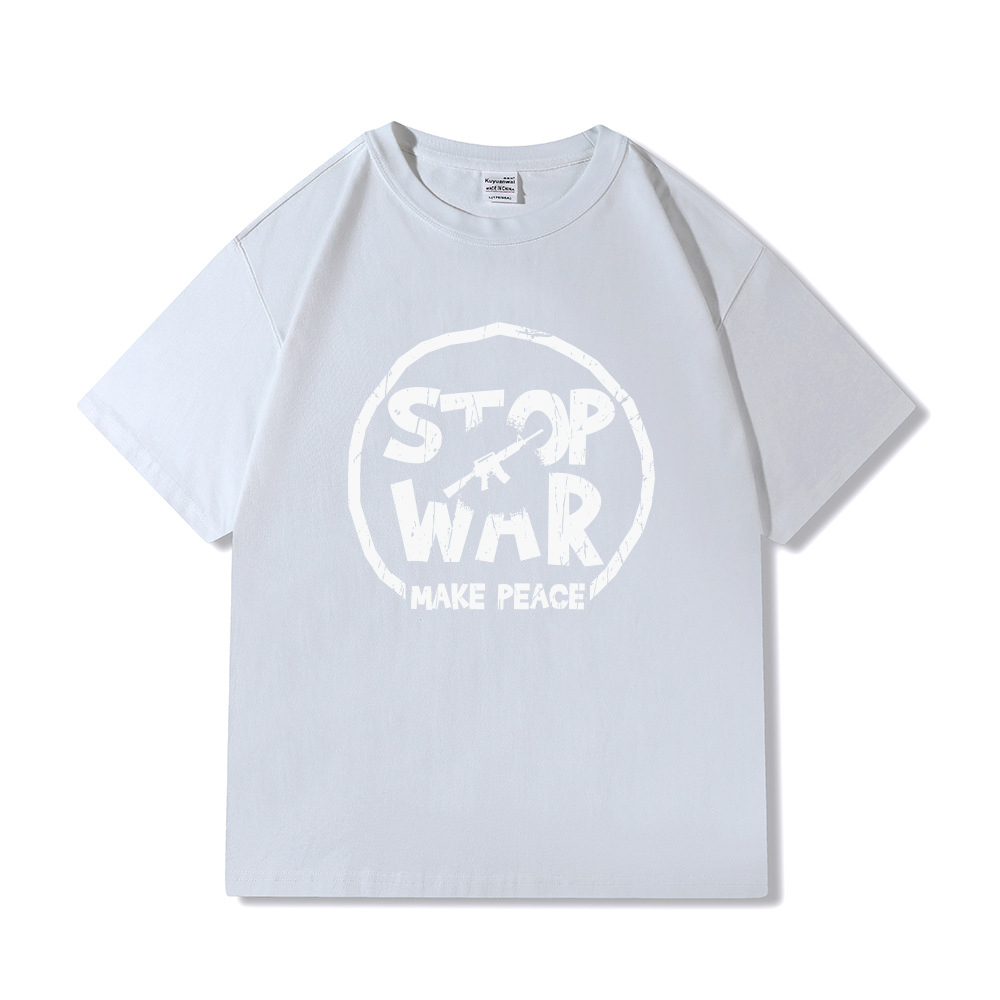 颜色: A-118白色, EUHERTZ | 纯棉短袖T恤男夏季美式潮牌字母休闲情侣体恤