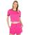 商品Fila | Perla Short Sleeve Crop Top颜色Pink Glo/Black