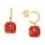 商品Kate Spade | Square Glitter Stone Charm Huggie Hoop Earrings颜色Red Glitte