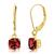 颜色: garnet, MaxColor | Solid 10K Yellow Gold Cushion Cut Dangle Gemstone Leverback Earrings