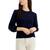 商品Tommy Hilfiger | Tommy Hilfiger Womens Plus Cotton Puff Sleeve Crewneck Sweater颜色Sky Captain