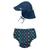 颜色: Navy Fish Geo, green sprouts | Toddler Boys or Toddler Girls Snap Swim Diaper and Flap Hat, 2 Piece Set
