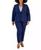 颜色: Indigo, Le Suit | Plus Women's Notched-Lapel Blazer Pants Suit Set