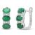 颜色: genuine emerald, MAX + STONE | Sterling Silver Oval Genuine Gemstone and White Topaz J Hoop Earrings
