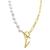 ADORNIA | 14k Gold-Plated Paperclip Chain & Mother-of-Pearl Initial F 17" Pendant Necklace, 颜色Letter V