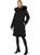 color Black, Kate Spade | Hooded Heavyweight Down in Stretch Fabric with Faux Fur Trim