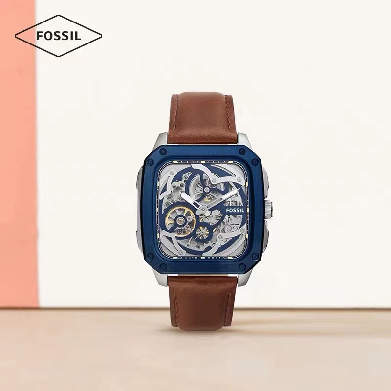 商品第1个颜色棕色, Fossil | Fossil手表复古简约轻奢方形男士表高级感小众设计全自动机械表