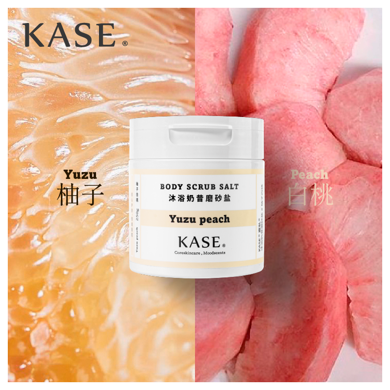 商品第1个颜色Yuzu peach 柚子白桃, KASE | kase 沐浴奶昔磨砂盐
