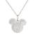 商品Disney | Mickey Mouse Cubic Zirconia Initial Pendant 18" Necklace in Sterling Silver颜色W