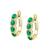 商品第3个颜色green, Genevive | Sterling Silver  Gold Plated With Emerald & Diamond Cubic Zirconia Oblong Hoop Leverback Earrings.