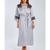 商品第2个颜色Silver, Black, iCollection | Plus Size Silky Stretch Satin Long Robe with Lace Trims