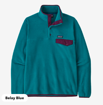 颜色: Belay Blue, Patagonia | 男士Synchilla® Snap-T® 抓绒套头衫 | Men's Lightweight Synchilla® Snap-T® Fleece Pullover