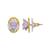 颜色: Purple, 2028 | 14K Gold Plated Rose Oval Lattice Button Earrings